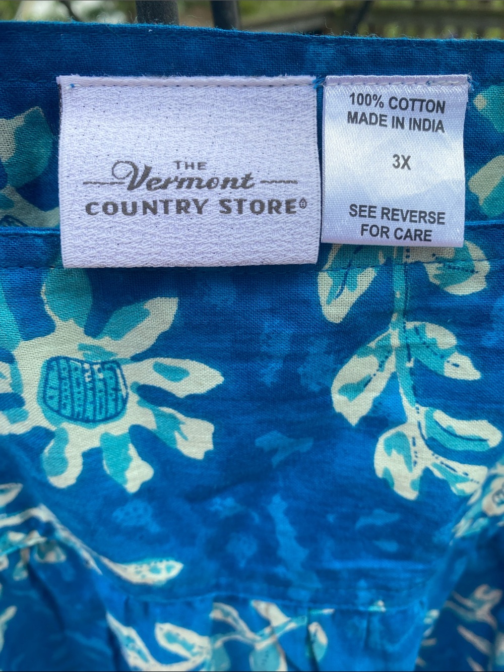 The Vermont Country Store Blue Floral Print Cotton Dress - Picture 2 of 11
